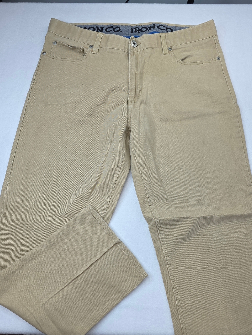 Iron Co. Men's Khaki Tan Straight Leg Chino Pants Size 34x30 CQ-3657